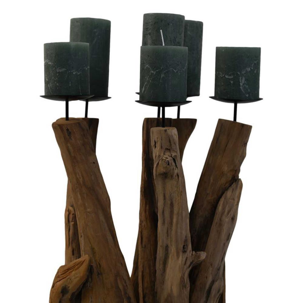 Emob Kaarsenhouder Voor 5 Kaarsen Wiggo - 27x27x39cm - Teak Drijfhout