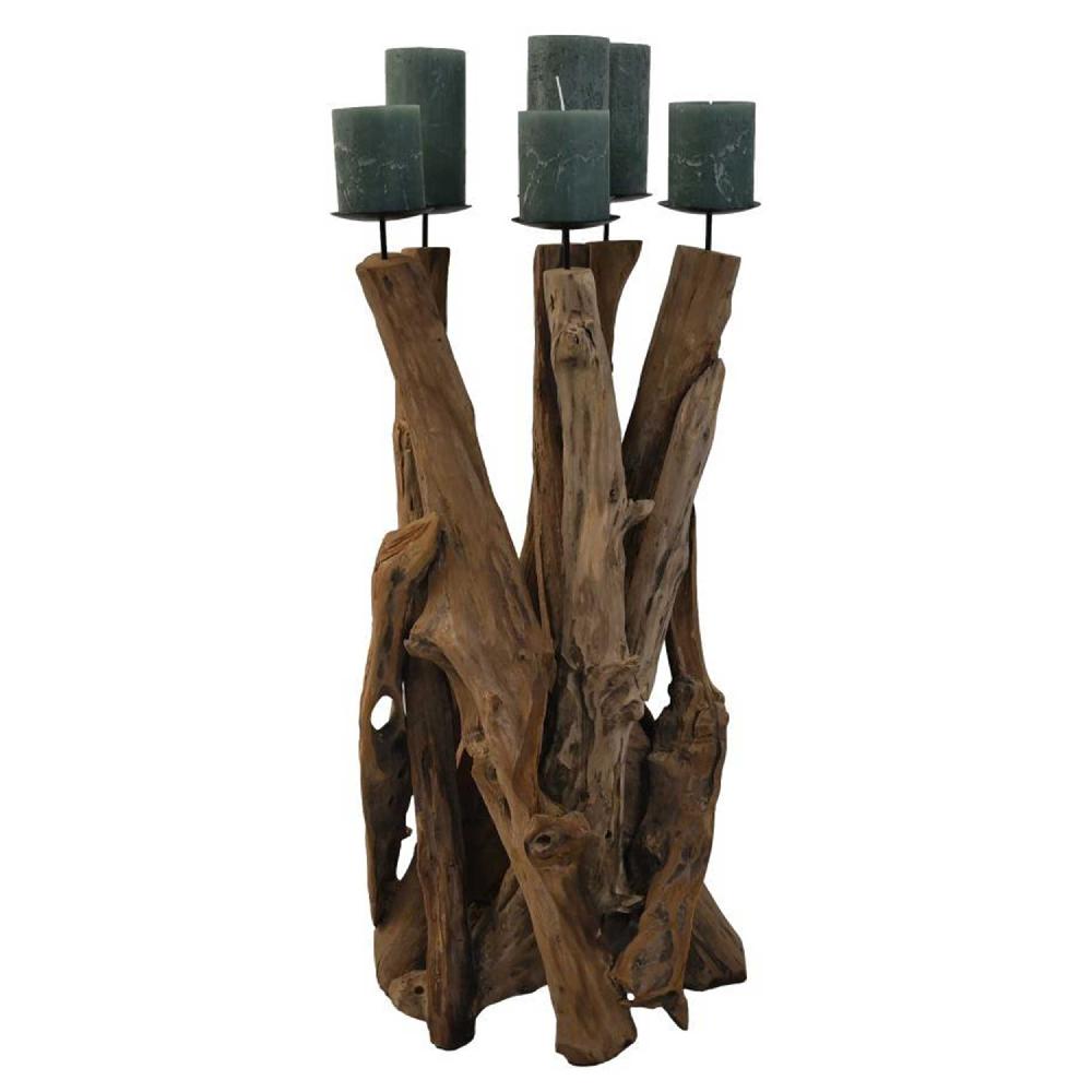 emob Kaarsenhouder voor 5 kaarsen Wiggo - 35x35x65cm - teak drijfhout