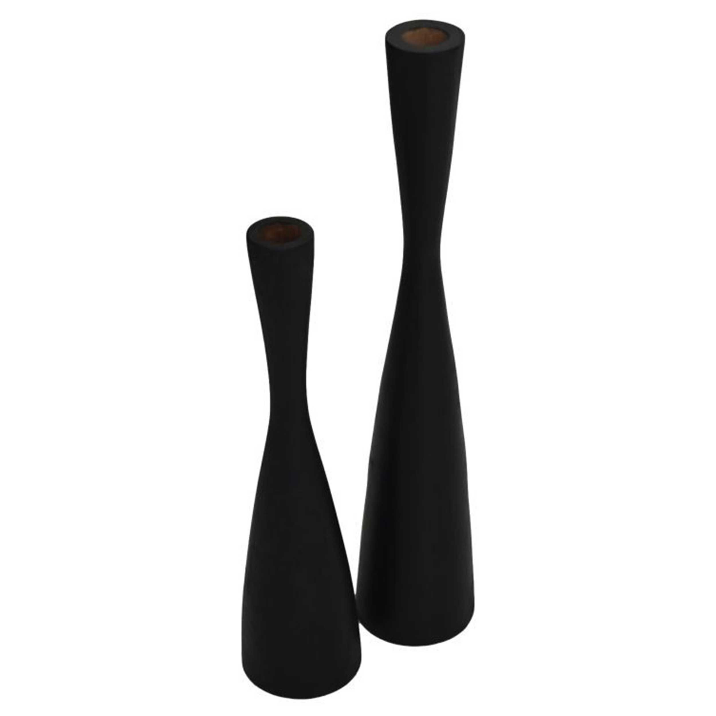 Emob Kaarsenhouders Makeba - Set Van 2 - Ø8X32/Ø8X42 - Zwart Teakhout