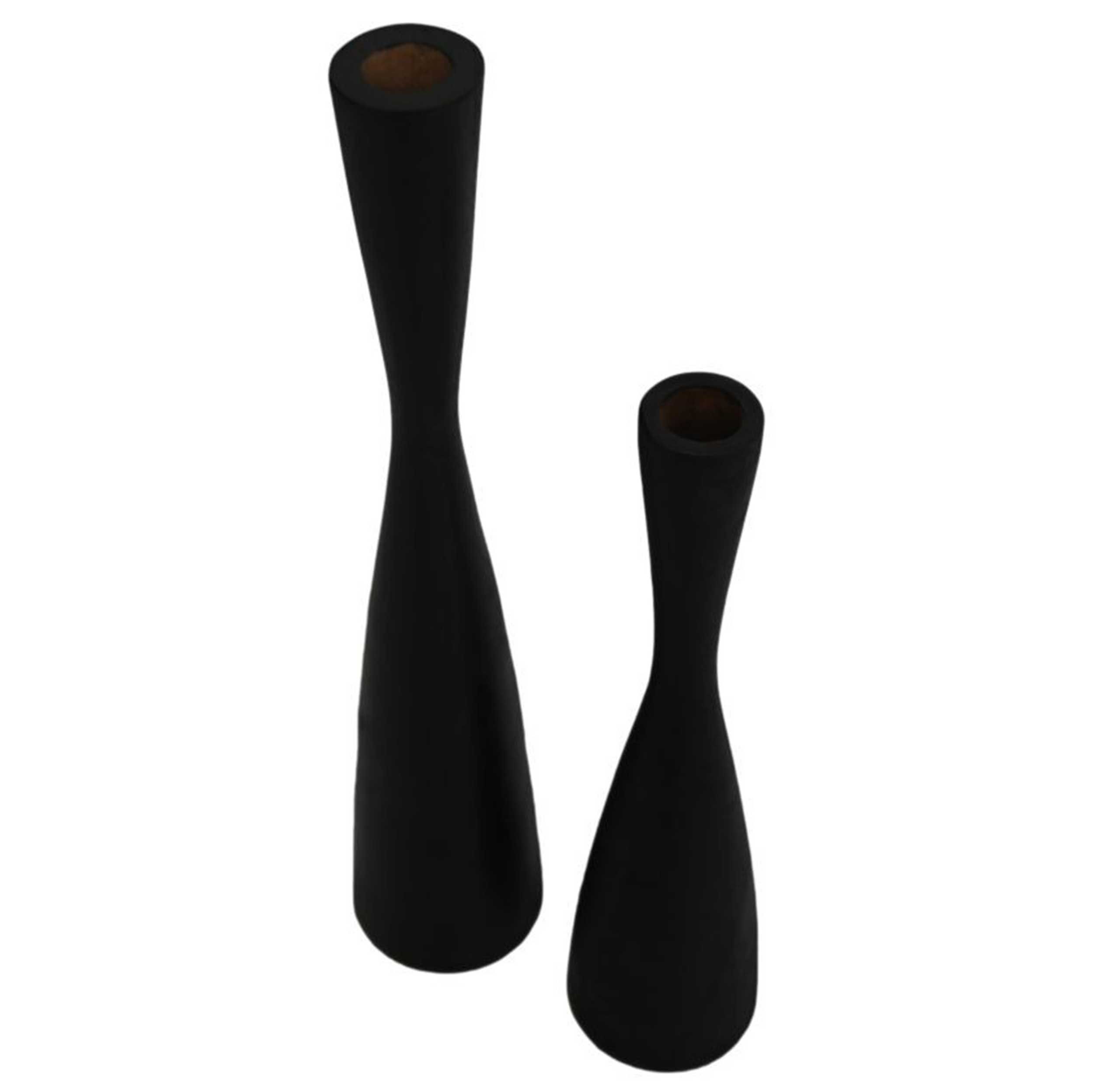 Emob Kaarsenhouders Makeba - Set Van 2 - Ø8X32/Ø8X42 - Zwart Teakhout