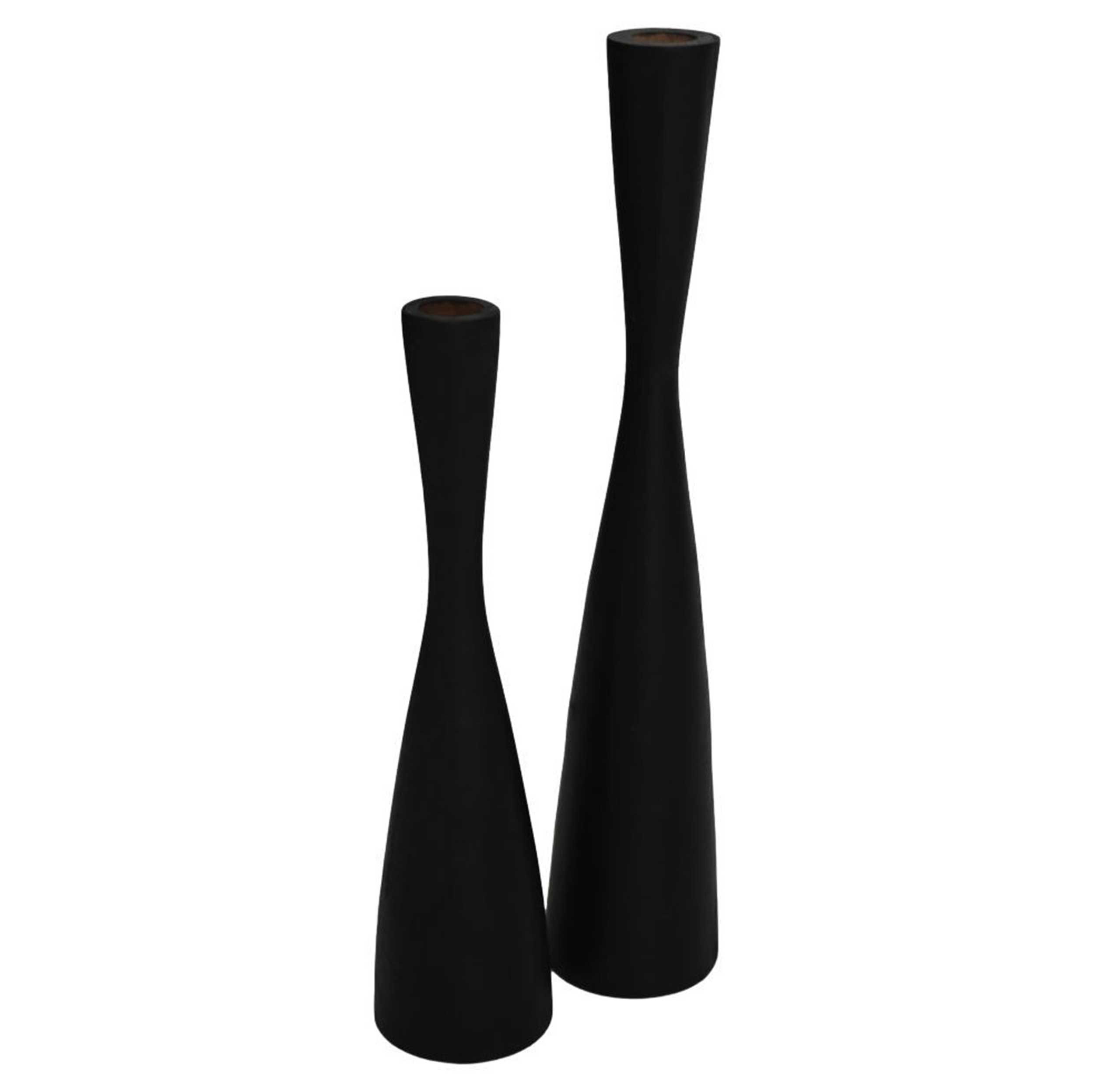 Emob Kaarsenhouders Makeba - Set Van 2 - Ø8X32/Ø8X42 - Zwart Teakhout