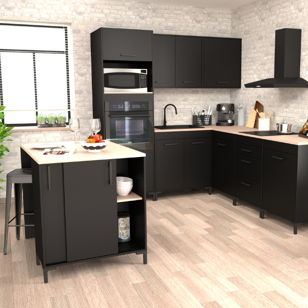 Emob Keukenkast Voor Oven En Microgolf Cobalt - Zwart/eik