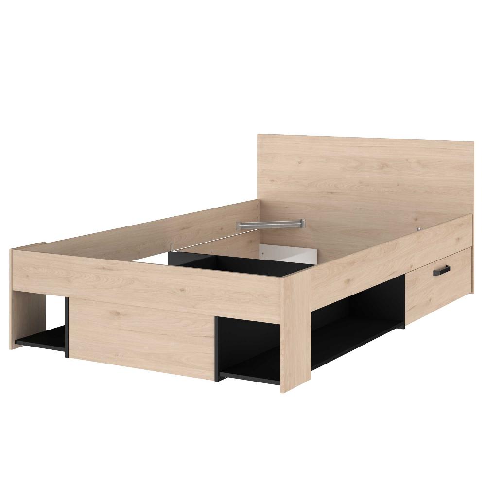 Emob Kinderbed Achiel - 120x200/190cm - Met Opbergruimte - Eikdecor/zwart