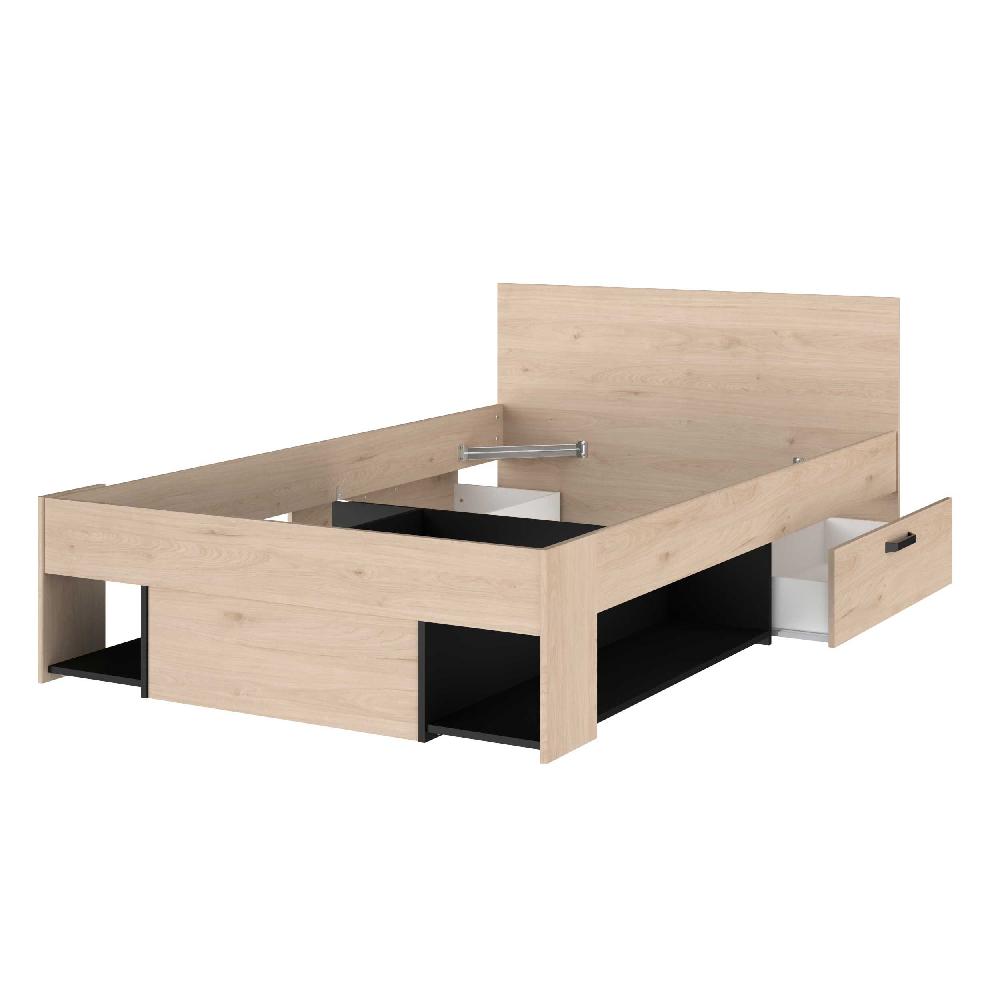 Emob Kinderbed Achiel - 120x200/190cm - Met Opbergruimte - Eikdecor/zwart
