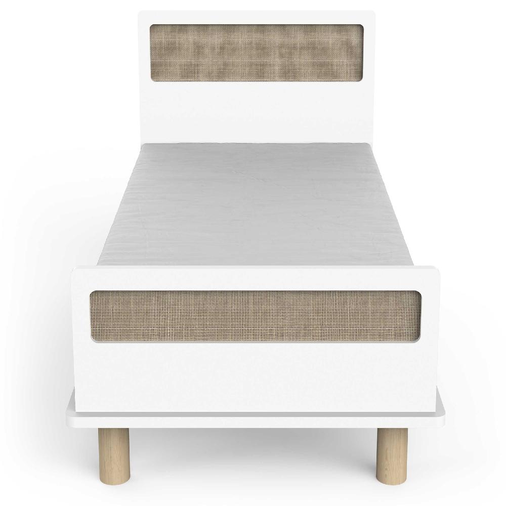 Emob Kinderbed Ochna - 90x190/200cm - Met Lattenbodem - Wit/rotan