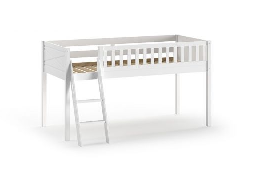 Emob Kinderkamerset Scott - Halfhoogslaper Bureau Opbergkast & Commode - Grenenhout/wit