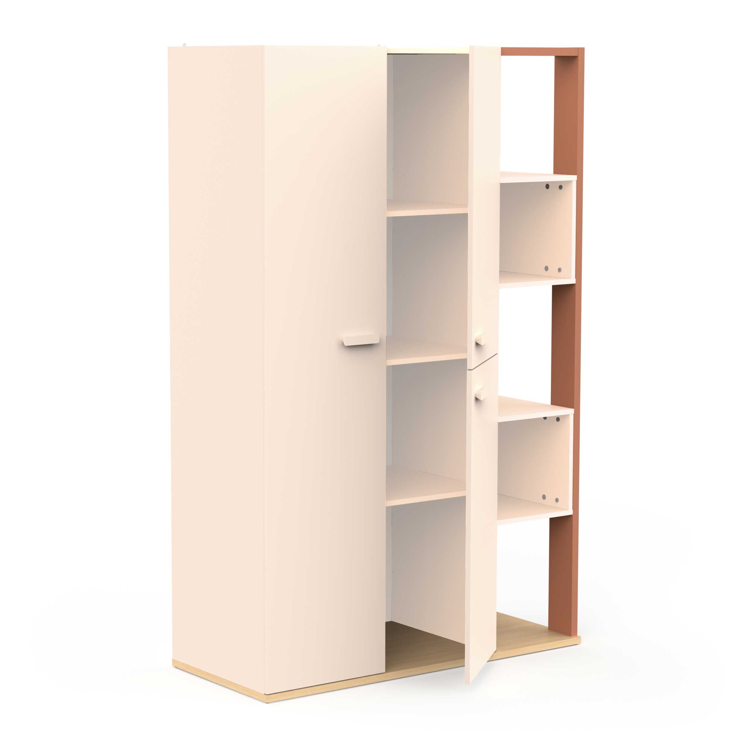 Emob Kledingkast Camillia - 119 70x51 50x186 90 Cm - Beige/terracotta
