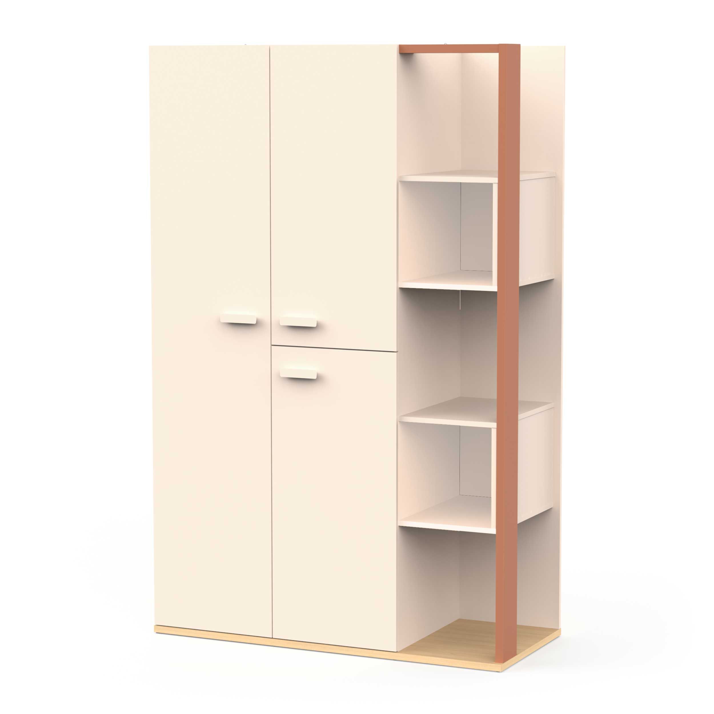 Emob Kledingkast Camillia - 119 70x51 50x186 90 Cm - Beige/terracotta