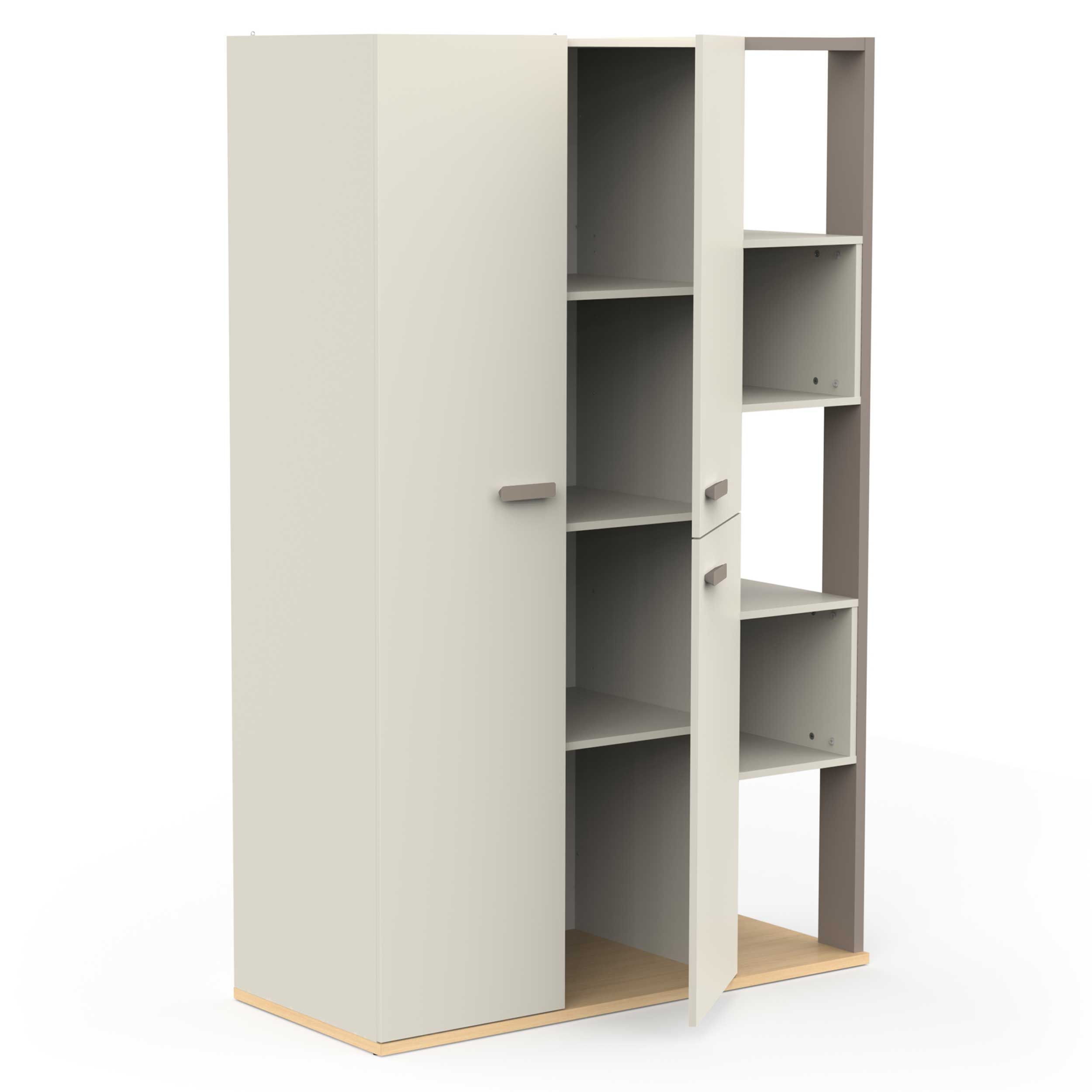 Emob Kledingkast Camillia - 119 70x51 50x186 90 Cm - Beige/grijs