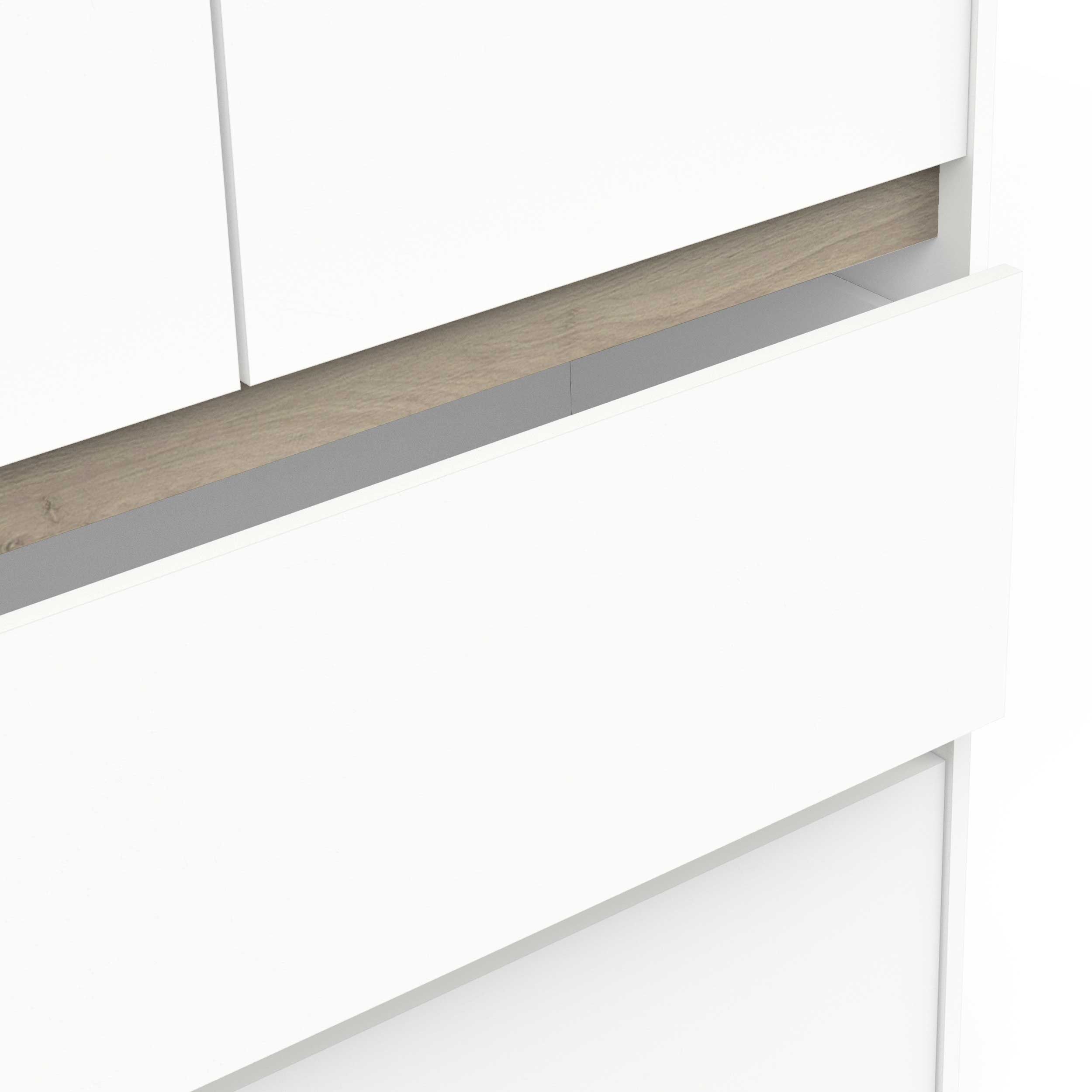 Emob Kledingkast Clyde - 4 Deuren & 2 Lades - Wit/eikdecor