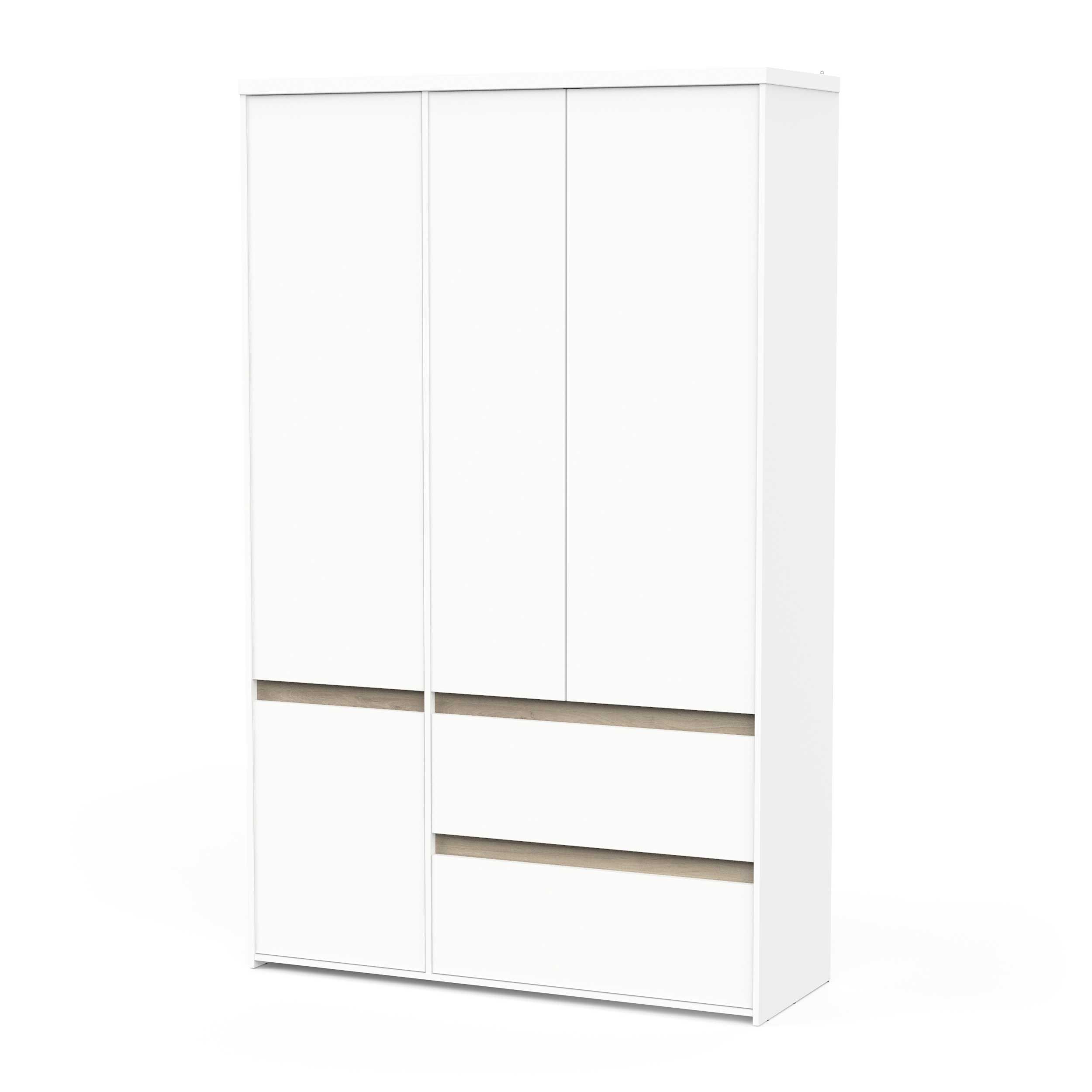 Emob Kledingkast Clyde - 4 Deuren & 2 Lades - Wit/eikdecor