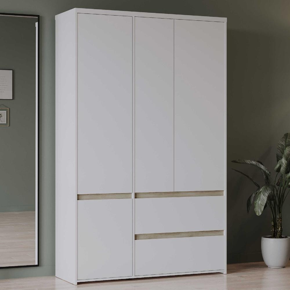 emob Kledingkast Clyde - 4 deuren & 2 lades - wit/eikdecor