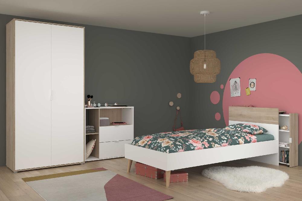 Emob Kledingkast Hardy - 100x50x204cm - 2 Deuren - Wit/eikdecor
