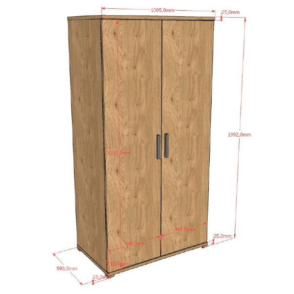 Emob Kledingkast Sammie - 100x59x199cm - 2 Deuren - Eikdecor