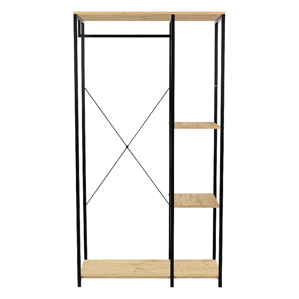 Emob Kledingrek Alizee - 90x40x167cm - Met Kledingroede & 2 Legplanken - Eikdecor/zwart