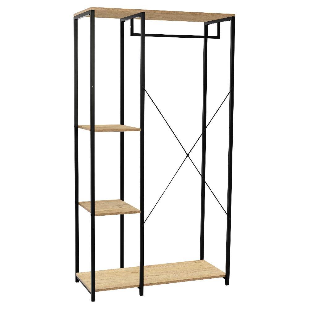 Emob Kledingrek Alizee - 90x40x167cm - Met Kledingroede & 2 Legplanken - Eikdecor/zwart