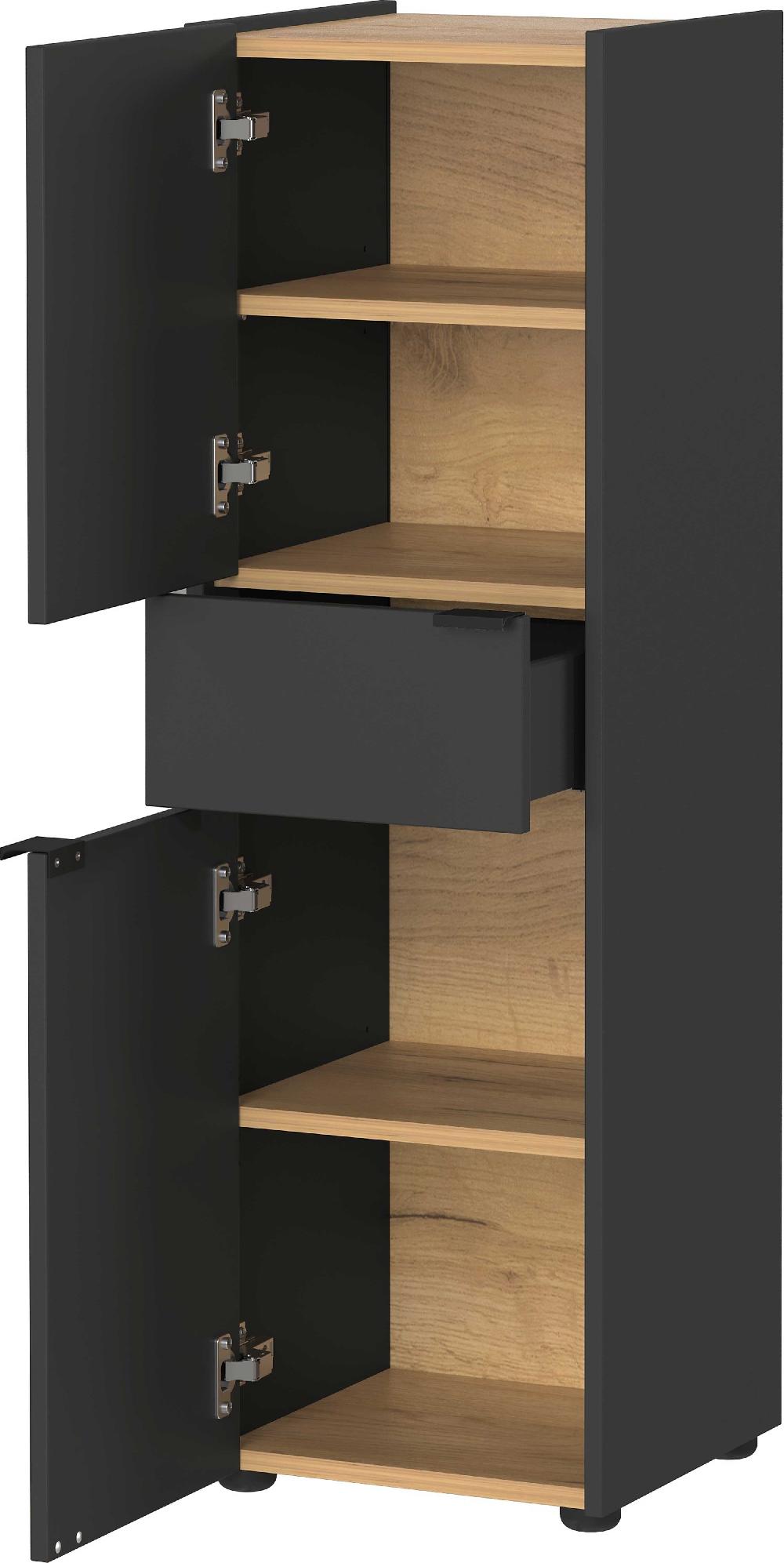 Emob Kolomkast Ferrano - 2 Deuren & 1 Lade - Grafiet/eikdecor