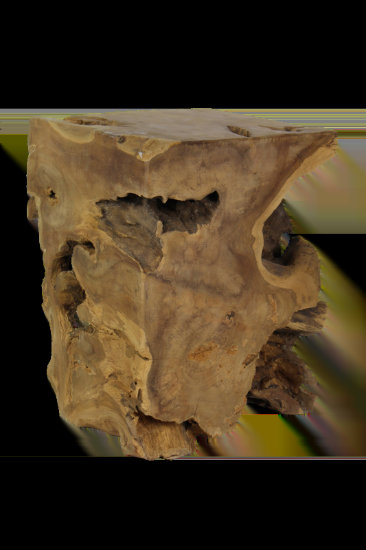 Emob Kruk Block Vierkant – Teak Boomstam Met Natuurlijke Vorm