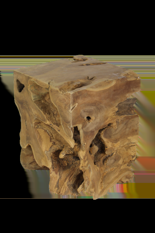 Emob Kruk Block Vierkant – Teak Boomstam Met Natuurlijke Vorm