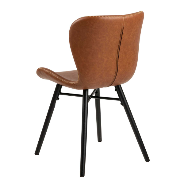 Emob Kunstlederen Stoel Tilda Met Schuine Poten - Cognac/zwart