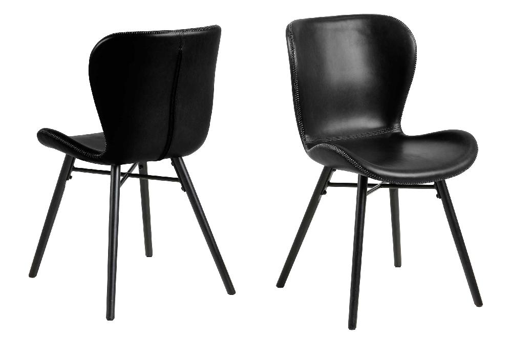 Emob Kunstlederen Stoel Tilda Met Schuine Poten - Zwart