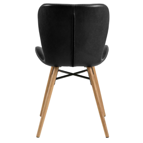 Emob Kunstlederen Stoel Tilda Met Schuine Poten - Zwart/eik