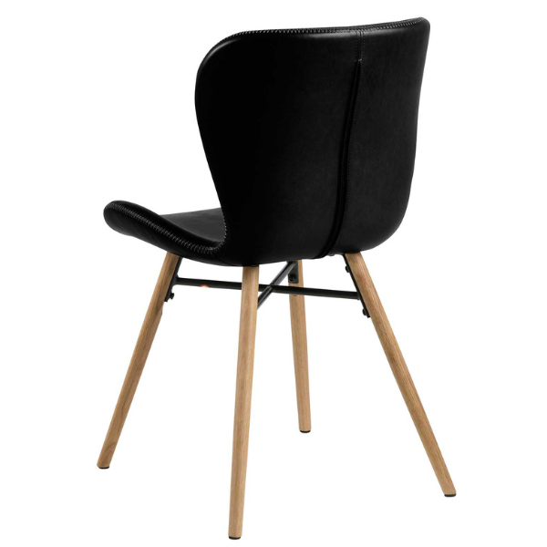 Emob Kunstlederen Stoel Tilda Met Schuine Poten - Zwart/eik