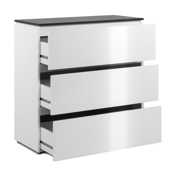 Emob Ladekast Bresse - 89x40x92cm - 3 Lades - Hoogglans Wit/antraciet