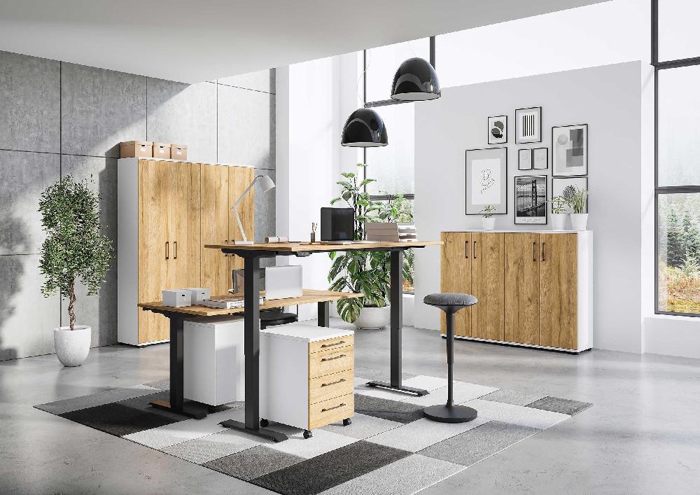 Emob Lage Opbergkast Presley 80cm Met 2 Deuren - Eik/wit