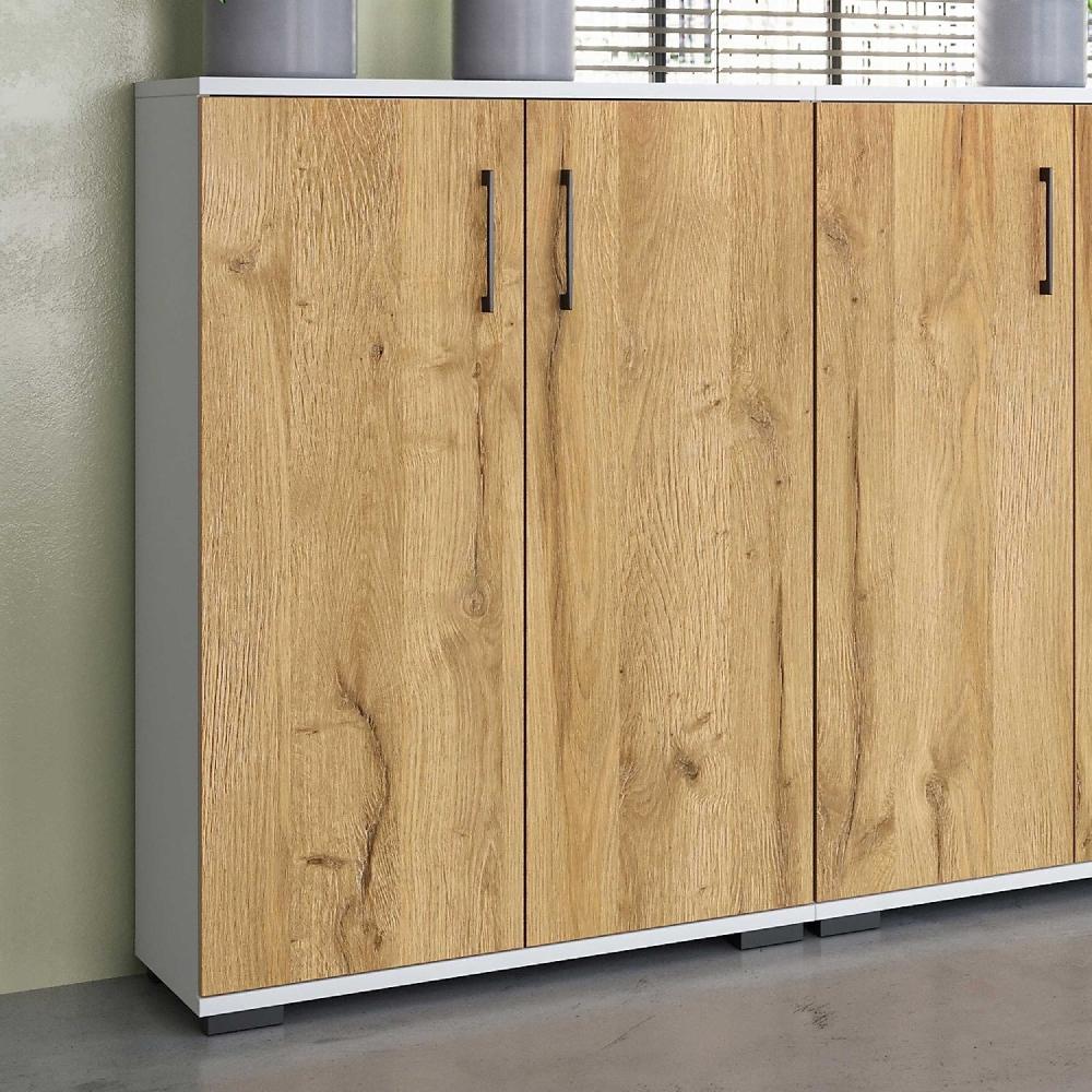 emob Lage opbergkast Presley 80cm met 2 deuren - eik/wit