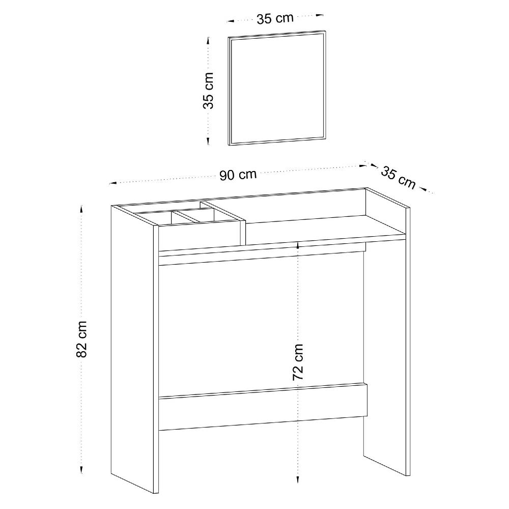 Emob Make-uptafel Woody Fashion - Met Spiegel - Eikdecor