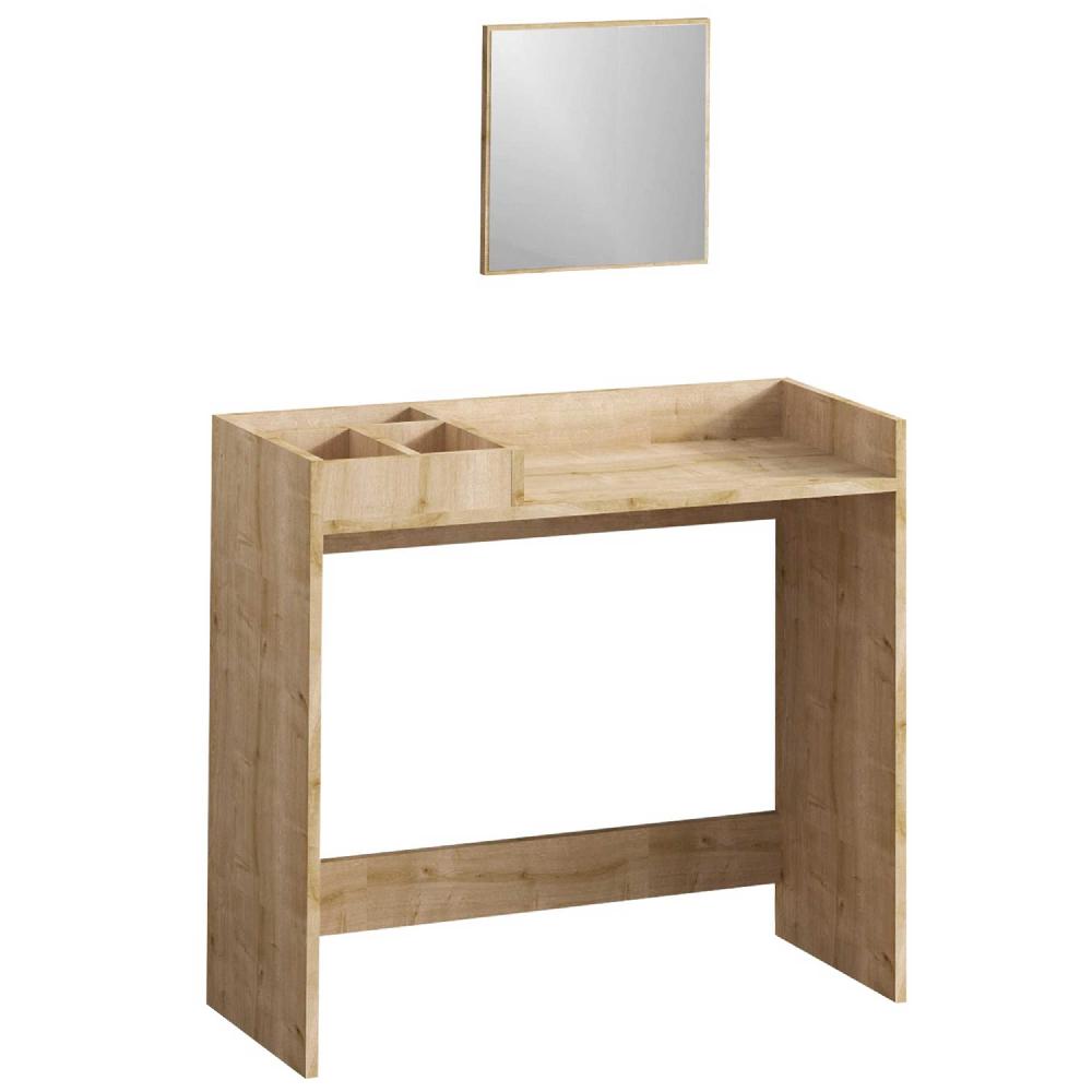 Emob Make-uptafel Woody Fashion - Met Spiegel - Eikdecor
