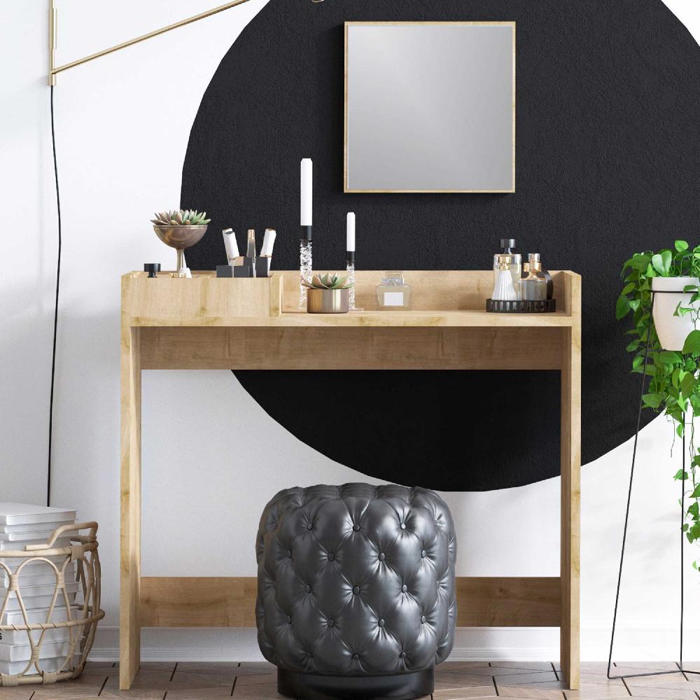 emob Make-uptafel Woody Fashion - met spiegel - eikdecor