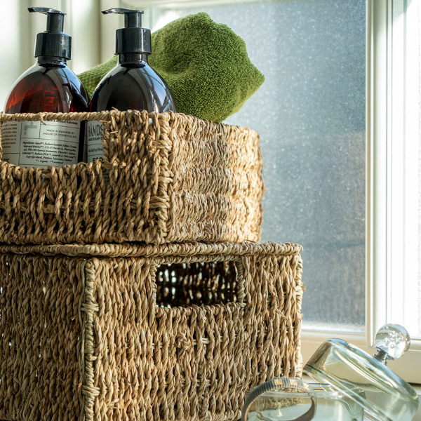 emob Manden Venoso van natuurlijk zeegras met deksel - set van 2