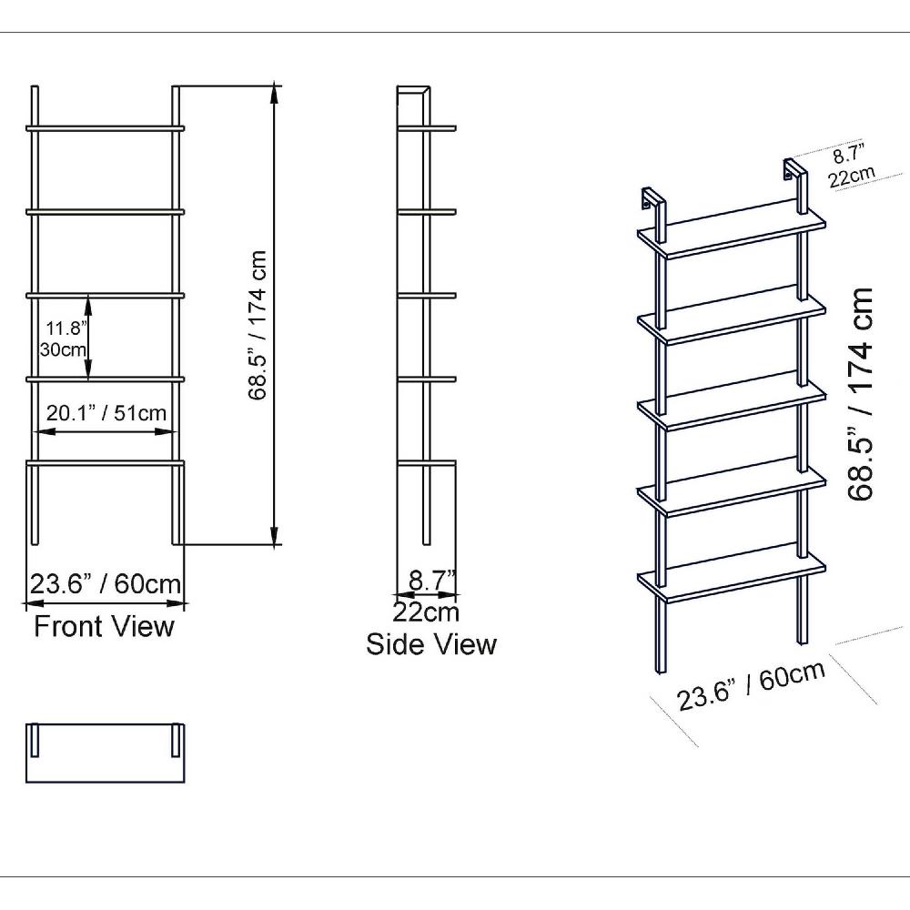 Emob Moderne Walnoot Zwarte Boekenplank Met Metalen Poten