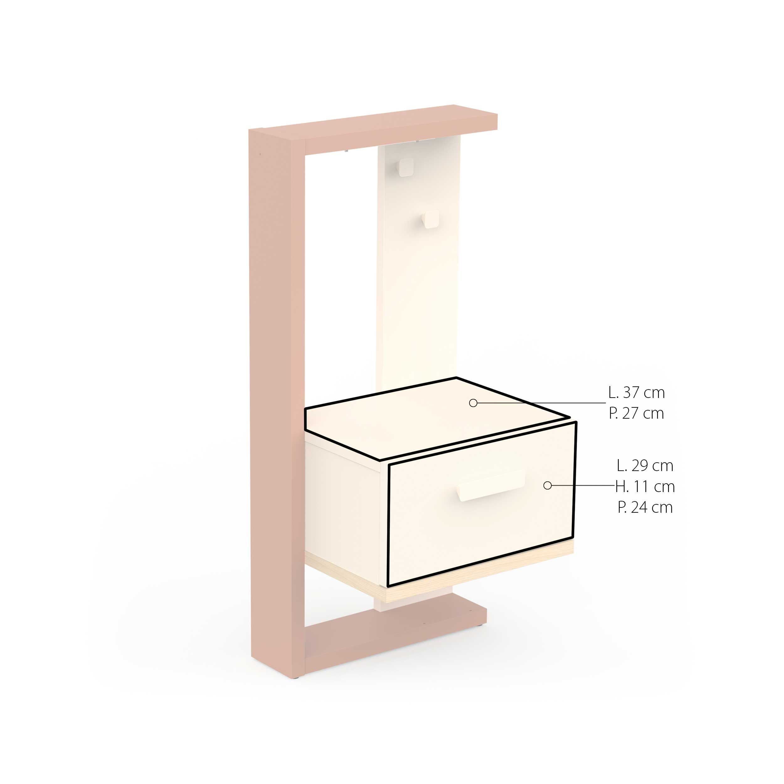 Emob Nachtkastje Camillia - Met Lade - Met Ledverlichting - Beige/terracotta