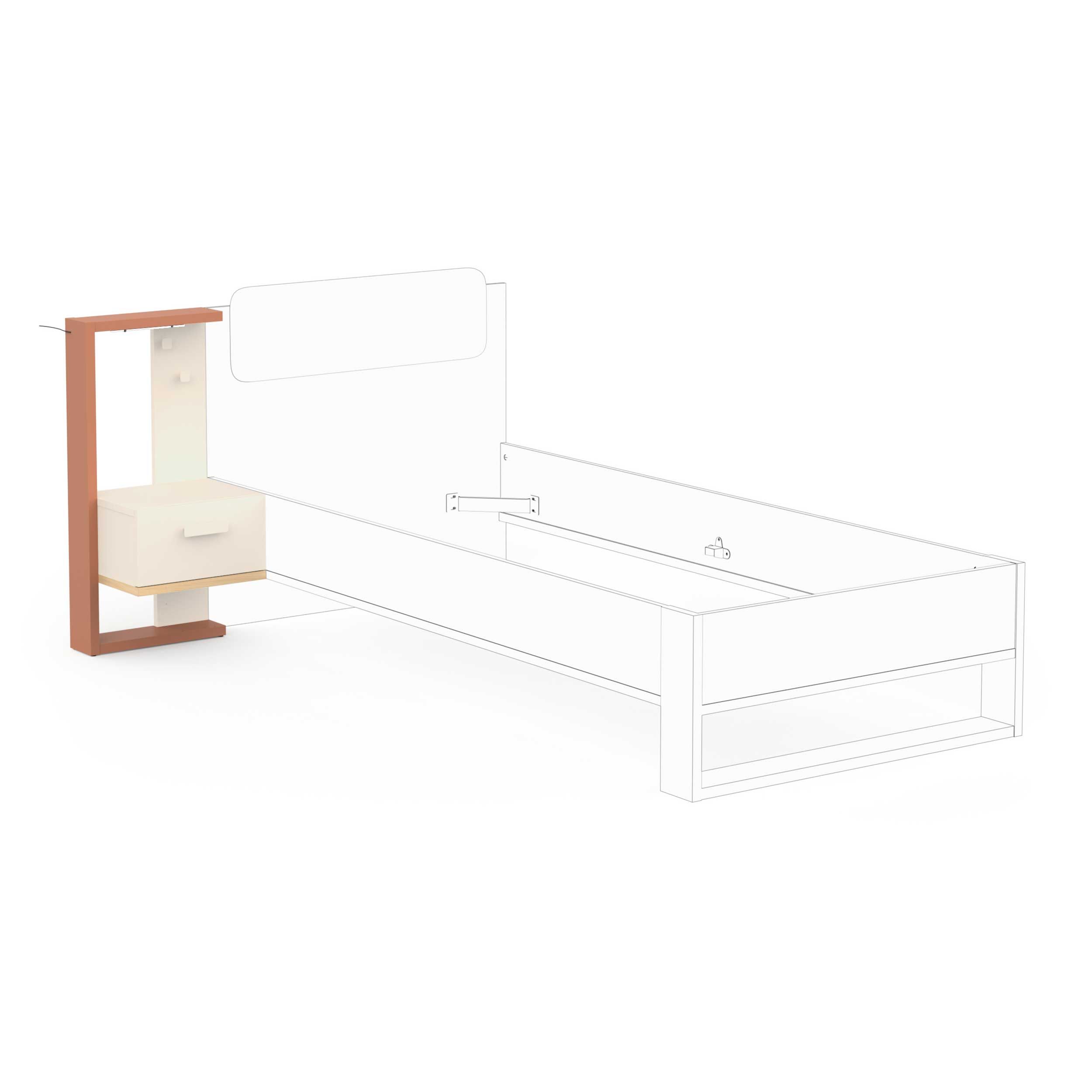 Emob Nachtkastje Camillia - Met Lade - Met Ledverlichting - Beige/terracotta