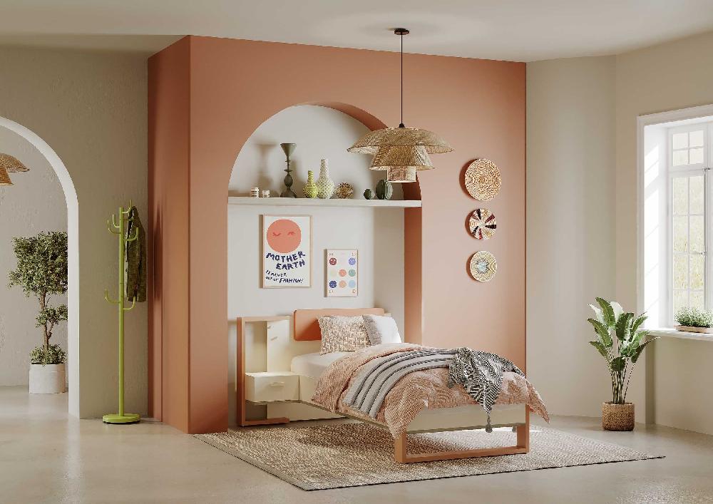 Emob Nachtkastje Camillia - Met Lade - Met Ledverlichting - Beige/terracotta