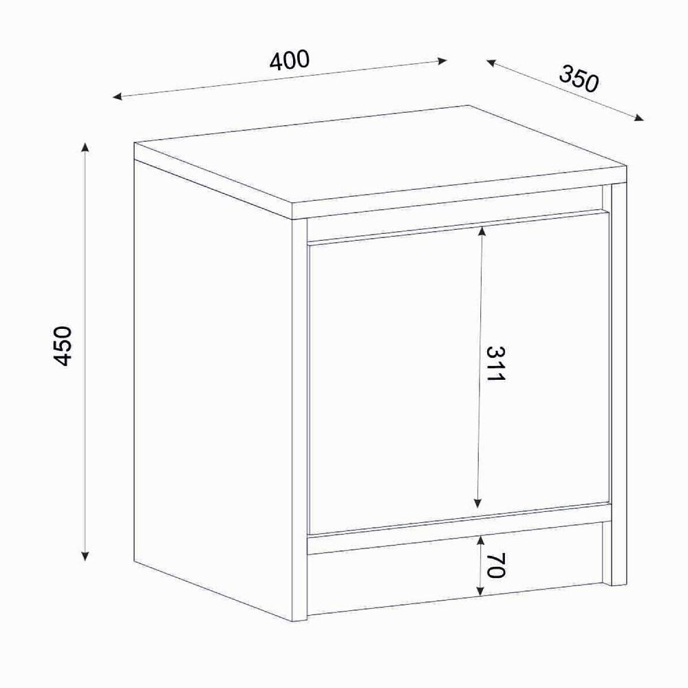 Emob Nachtkastje Conve - 40x35x45cm - Met één Deur - Eikdecor