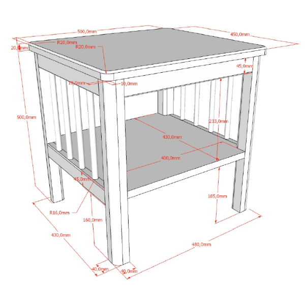 Emob Nachttafeltje Forrest - Met Legplank - Massief Beukenhout - Wit