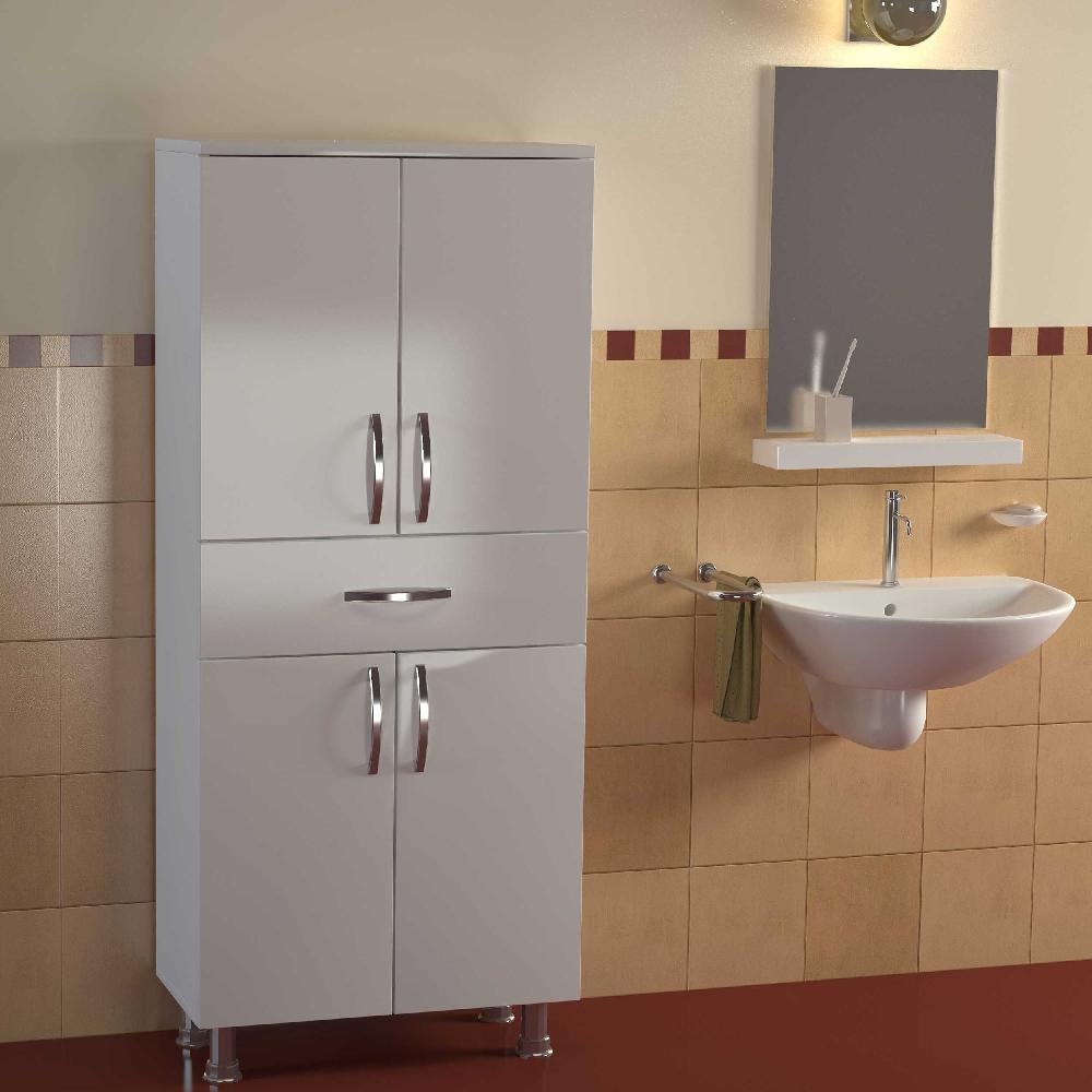 Emob Opbergkast Arizona - 59x31x140cm - 4 Deuren & 1 Lade - Wit