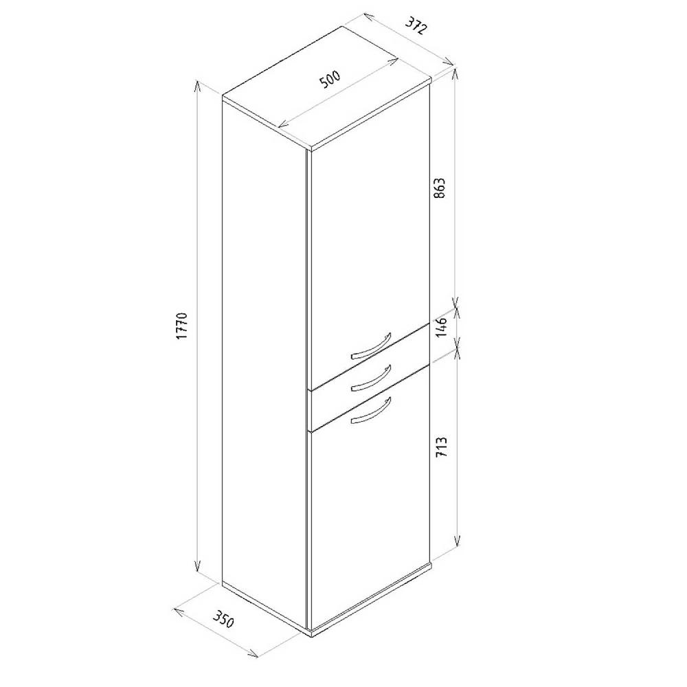 Emob Opbergkast Ayris - Met Uitklapbare Mand - 2 Deuren & 1 Lade - Wit