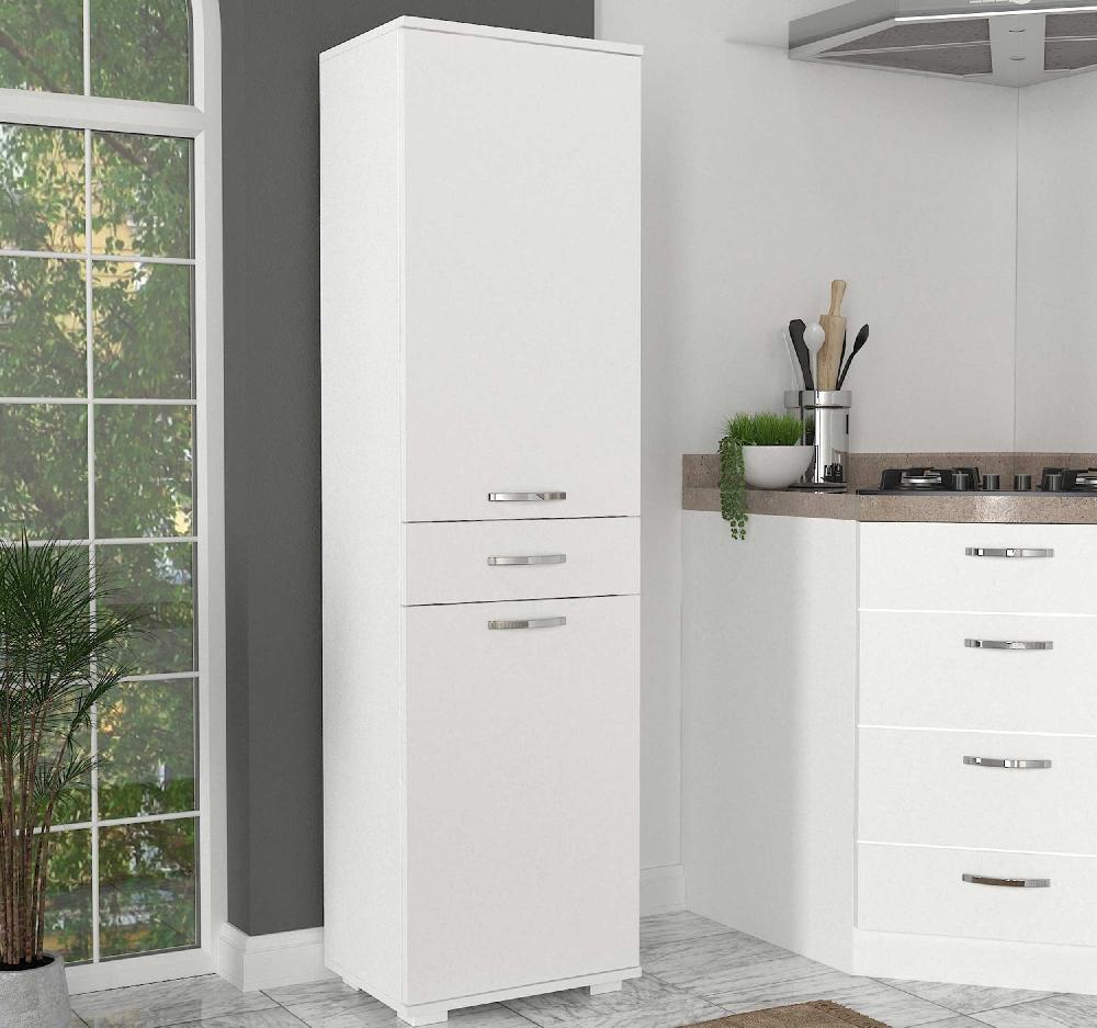 emob Opbergkast Ayris - met uitklapbare mand - 2 deuren & 1 lade - wit