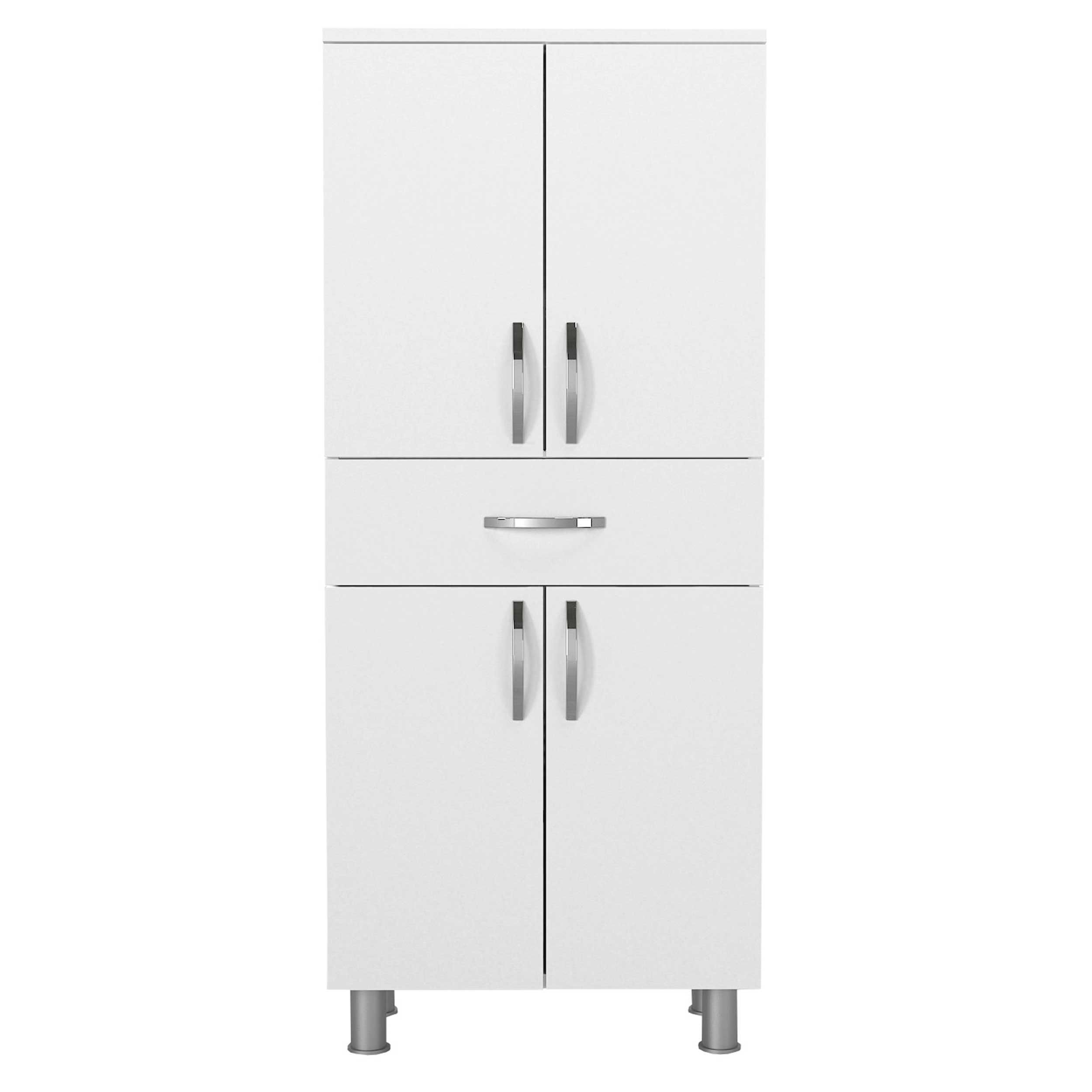 Emob Opbergkast Moses - 59x31x140cm - 4 Deuren & 1 Lade - Wit