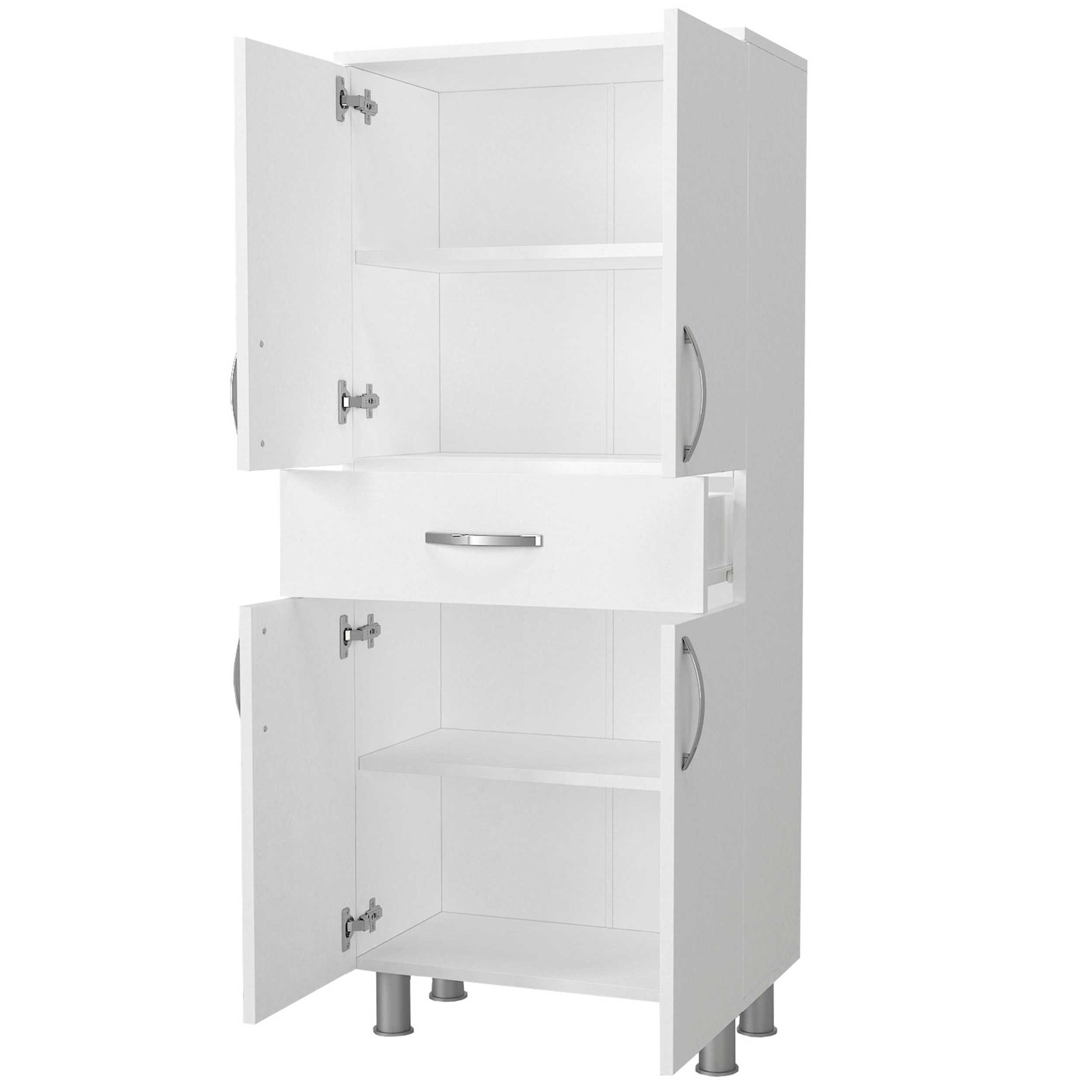 Emob Opbergkast Moses - 59x31x140cm - 4 Deuren & 1 Lade - Wit