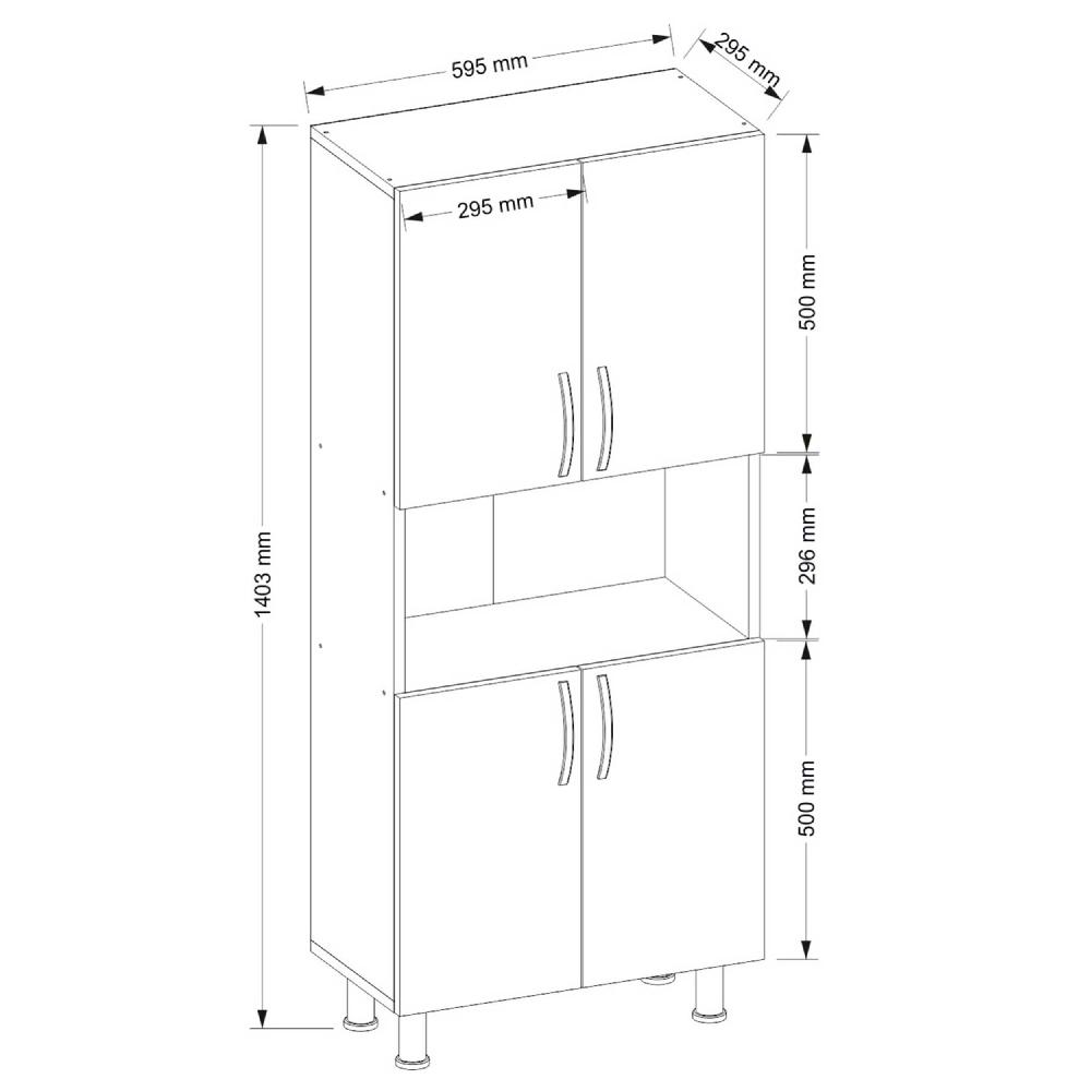 Emob Opbergkast William - 59x29x140cm - Met Vier Deuren - Wit
