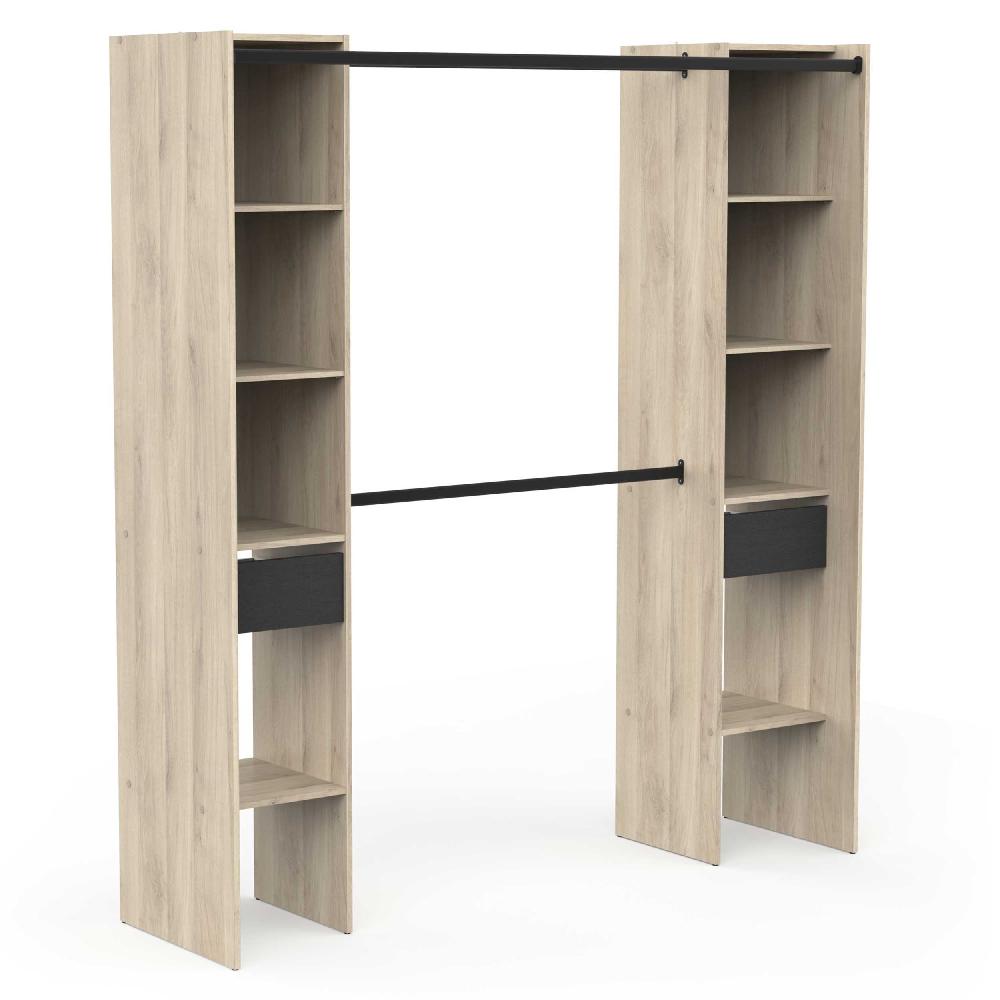 Emob Open Kledingkast Diego - 182x50x200cm - Eikdecor/zwart