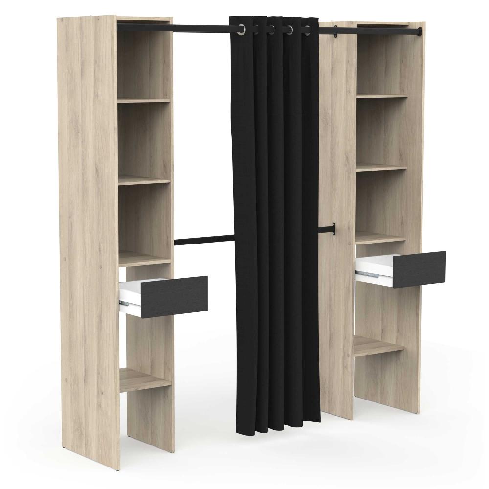 Emob Open Kledingkast Diego - 182x50x200cm - Eikdecor/zwart