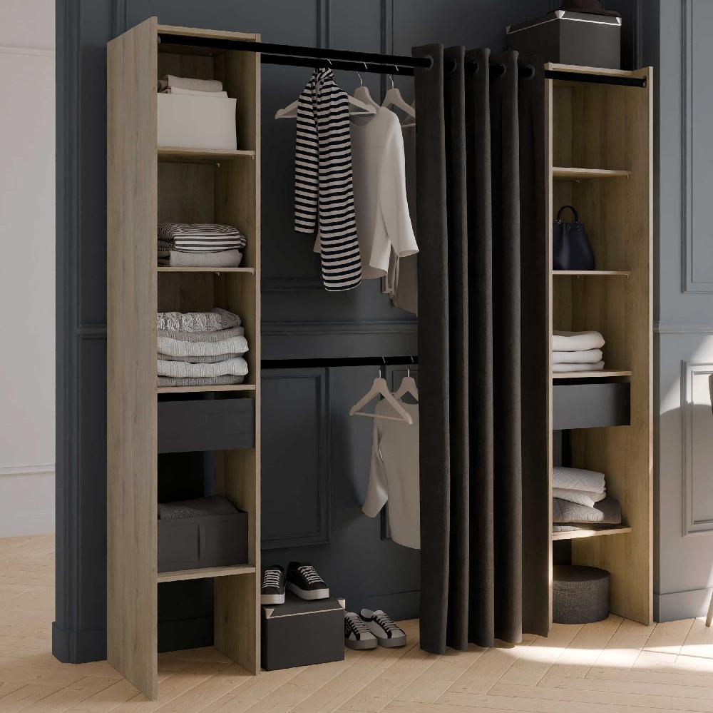 emob Open kledingkast Diego - 182x50x200cm - eikdecor/zwart