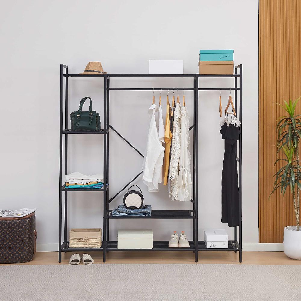 Emob Open Kledingkast Marek - 160x40x171cm - Zwart Metaal